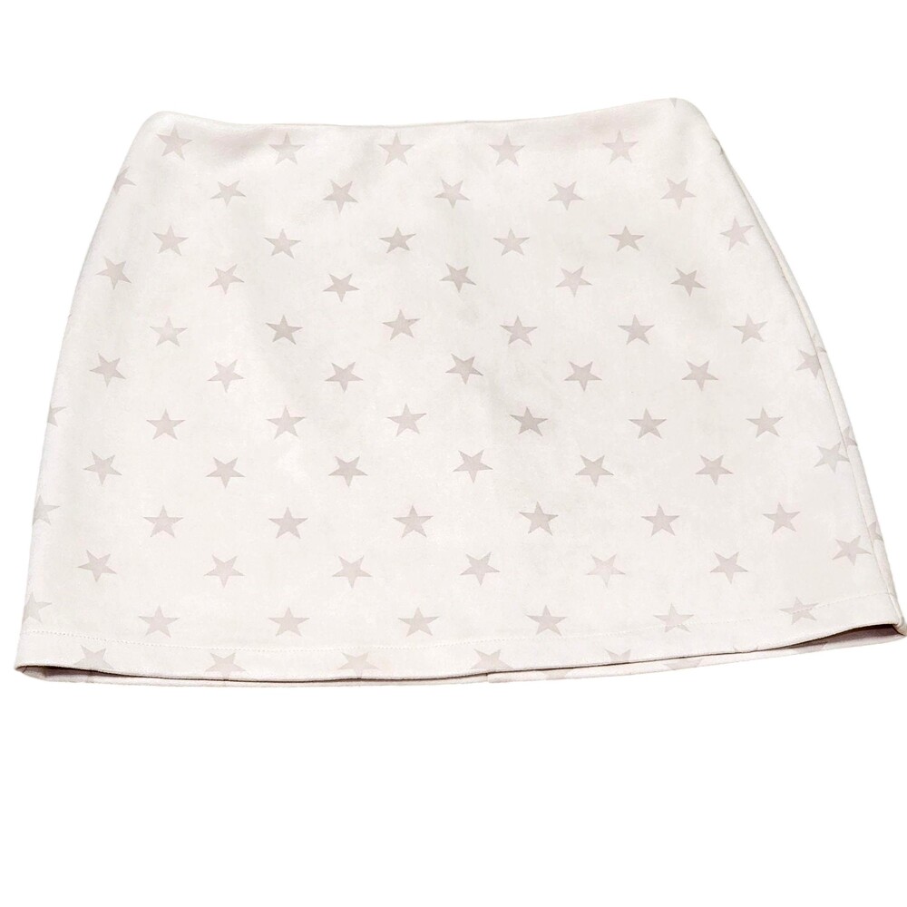 Altar'd State Skirt Womens Medium Off White Star Mini Micro Suede Stretch Lined